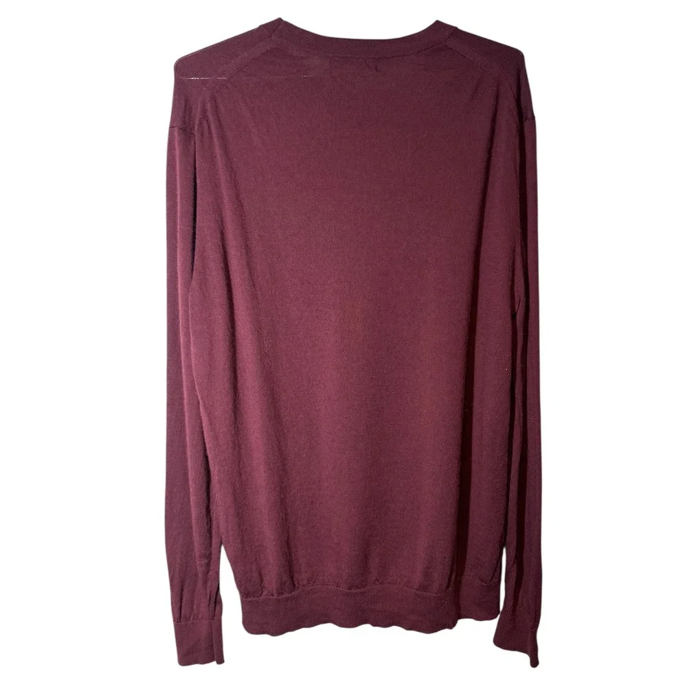 Banana Republic XXL Mens Burgundy Merino Wool‎ Long Sleeve Sweater Basic Staple